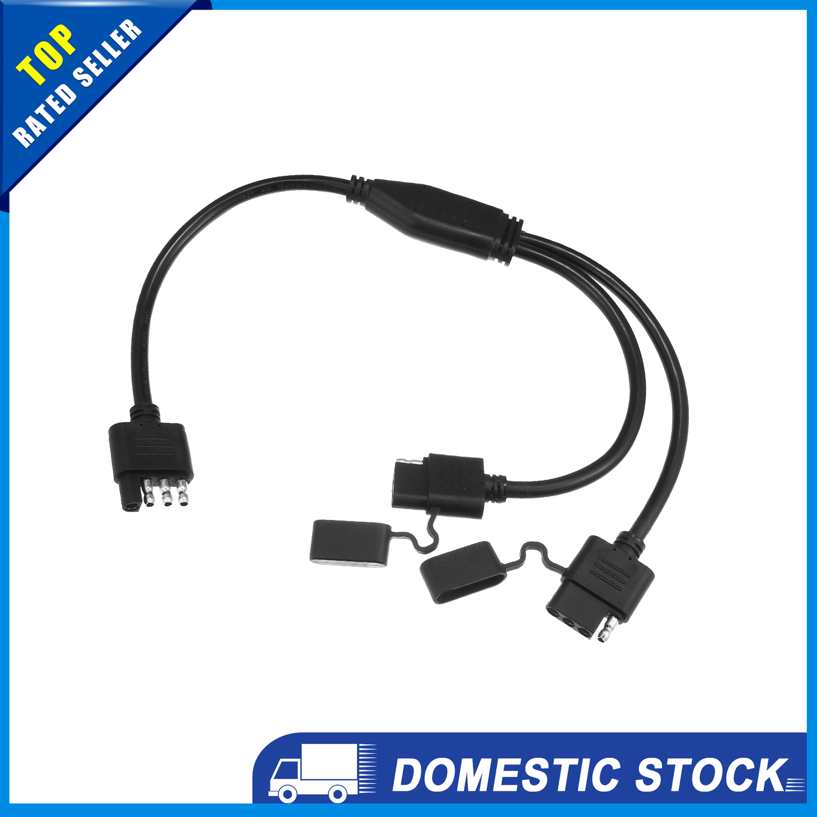 Pack of 1 For RV 4 Way Y Splitter Harness for Trailer Lights 1 Male to 2 Female