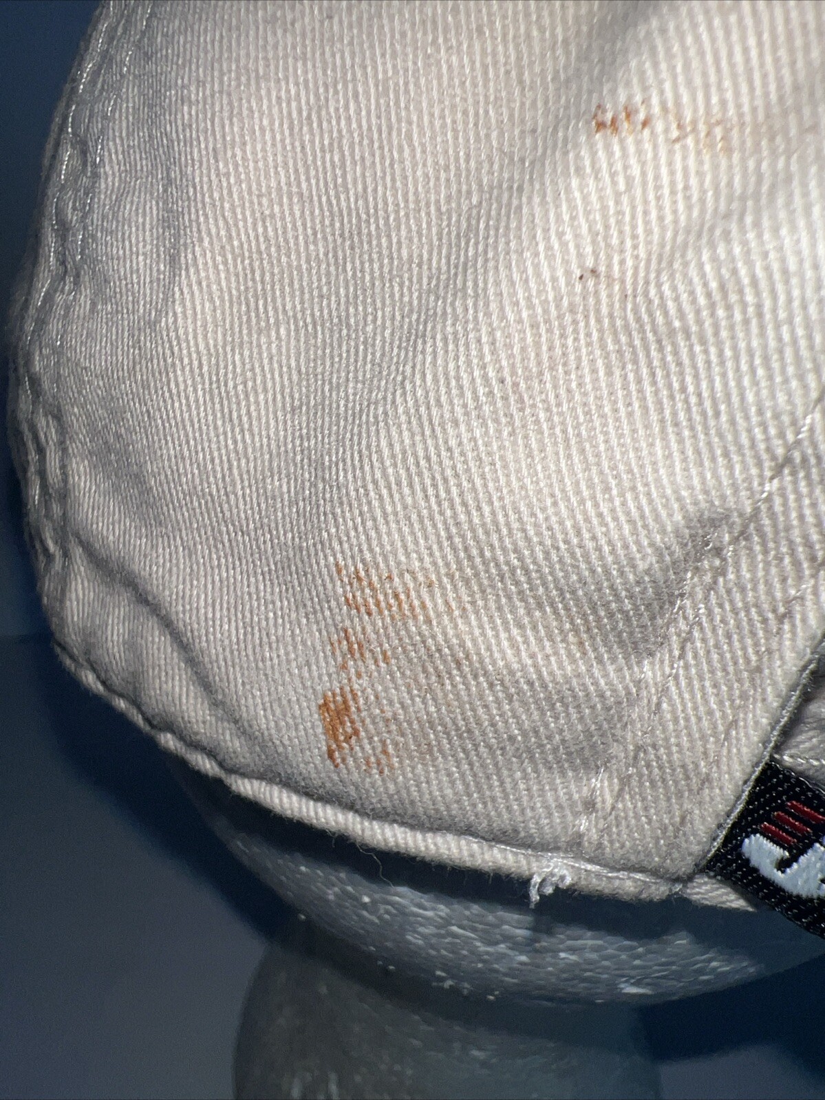 Leinenkugel Beers Embroidered on Tan Cotton Hat Cap BlueRed Accents Strap Buckle