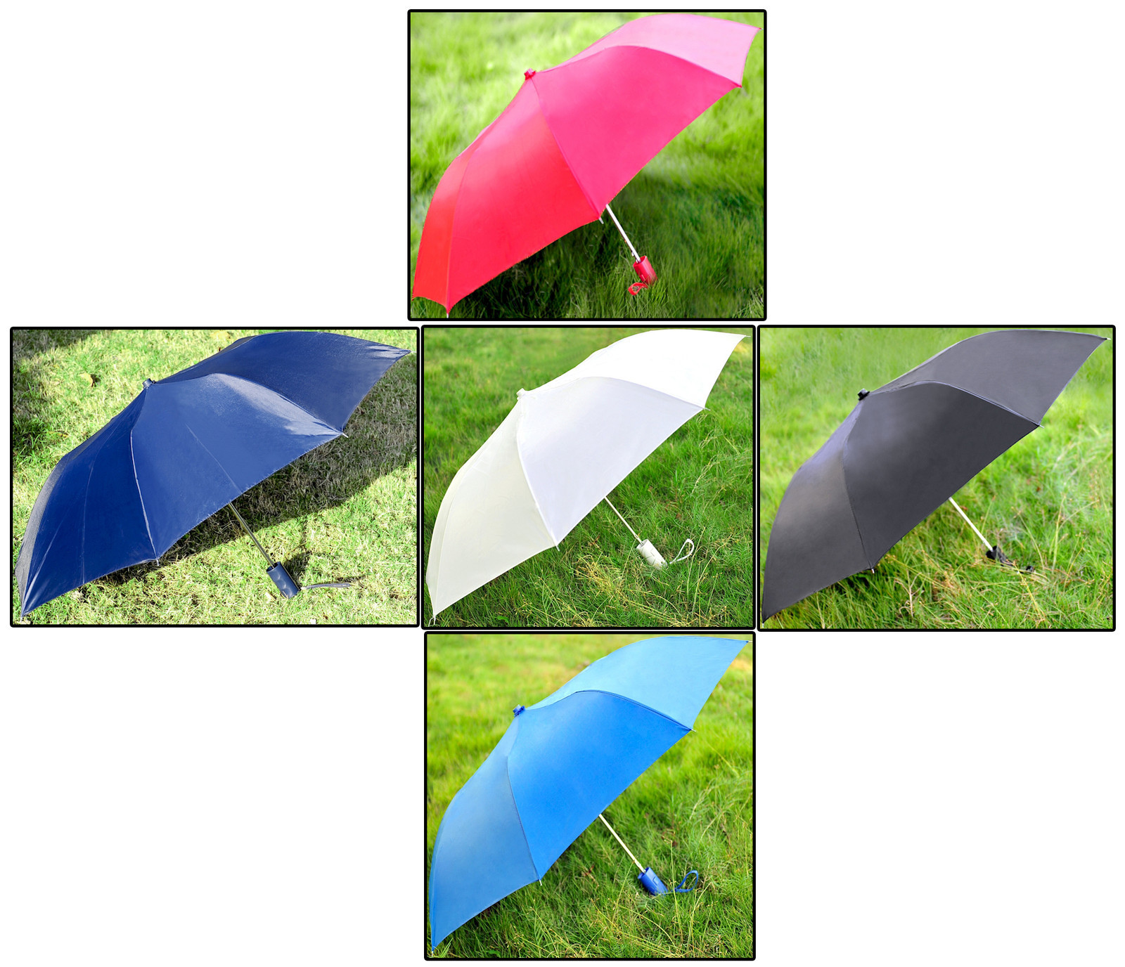 Compact Auto Open Umbrella by B. Outdoors®, White, Red, Blue, Black, w Cover