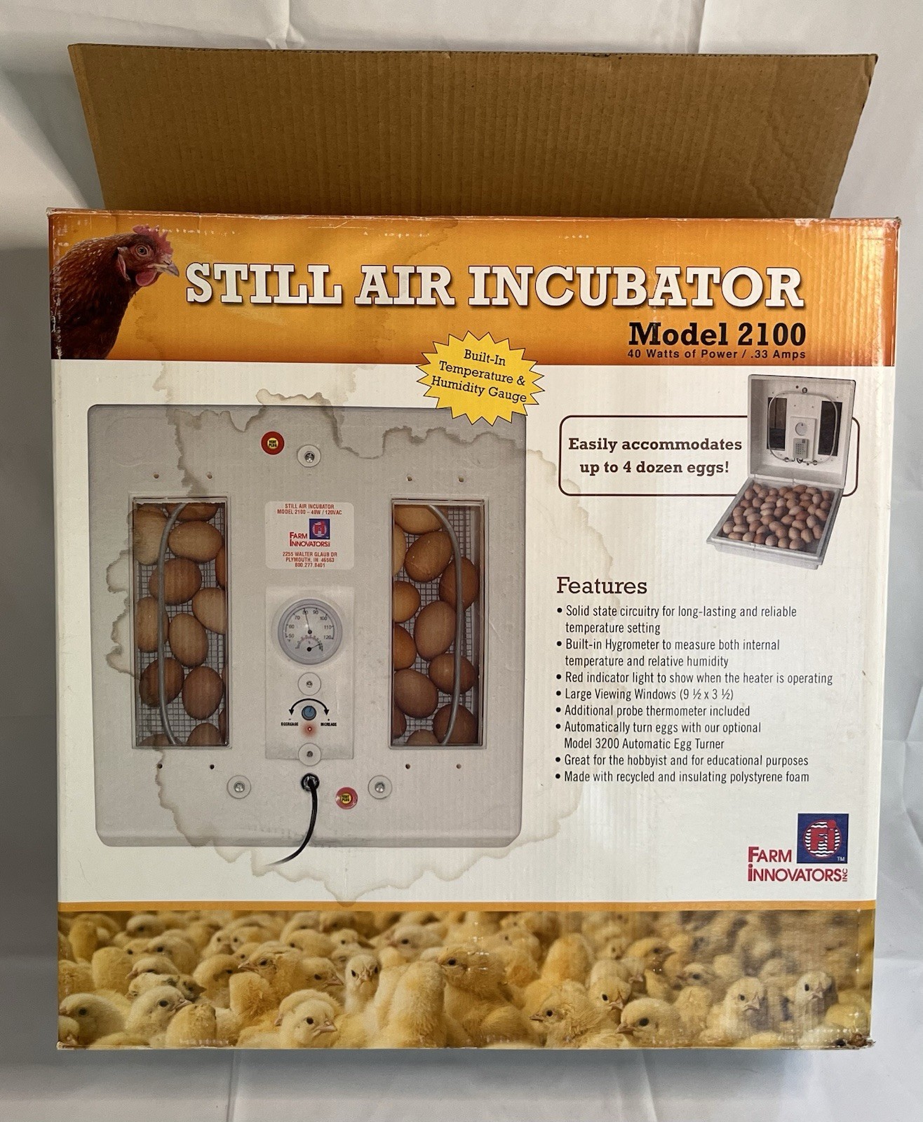 Farm Innovators Still Air Incubator Model 2100 Desktop Egg Incubator