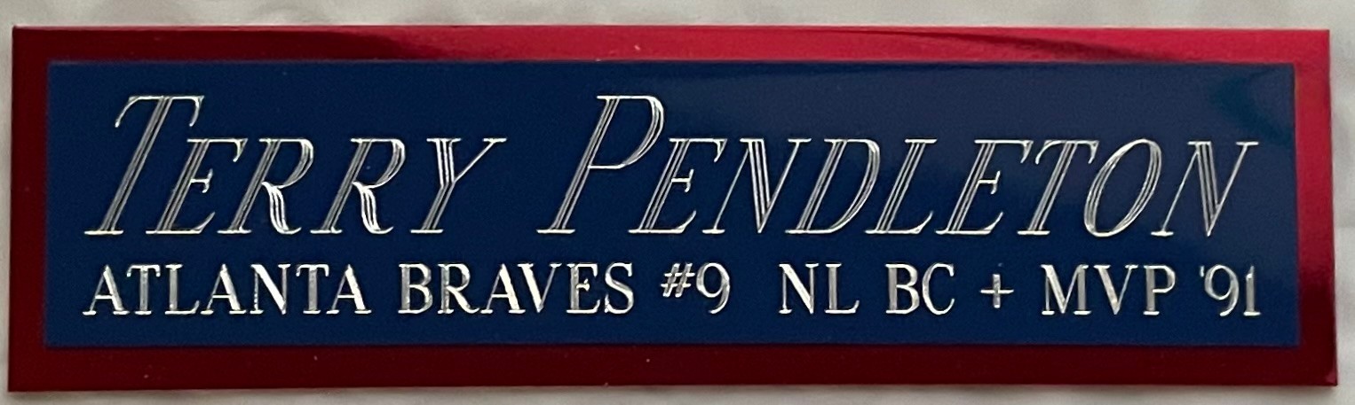 TERRY PENDLETON BRAVES NAMEPLATE AUTOGRAPHED Signed BAT-JERSEY-PHOTO-BASEBALL