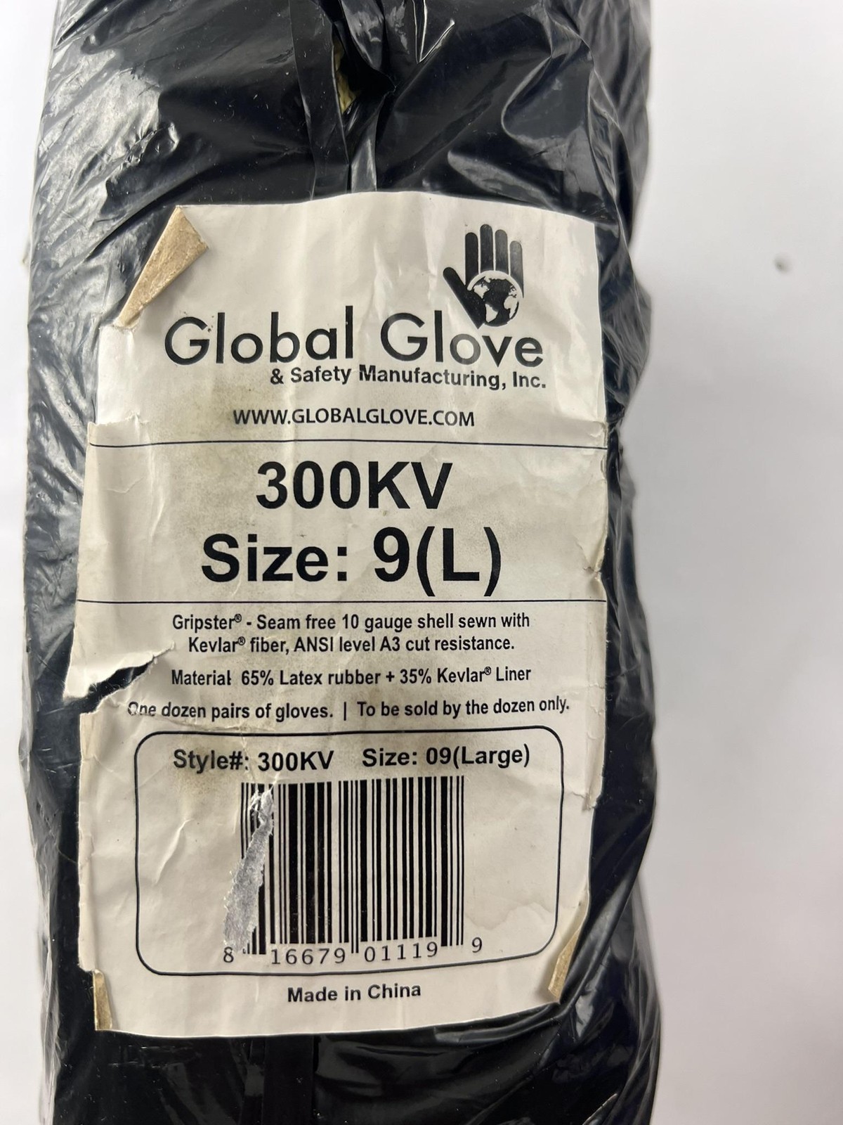 Global Glove Gripster 300KV Gloves Large Aramid fiber A3 Cut Resistant Dozen
