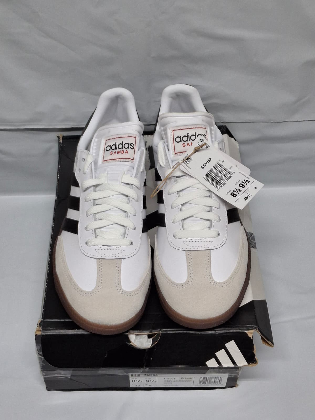ADS-5 /Adidas Samba shoes, WHITE, new/damaged box (8.5 US Men-9.5 US Women)