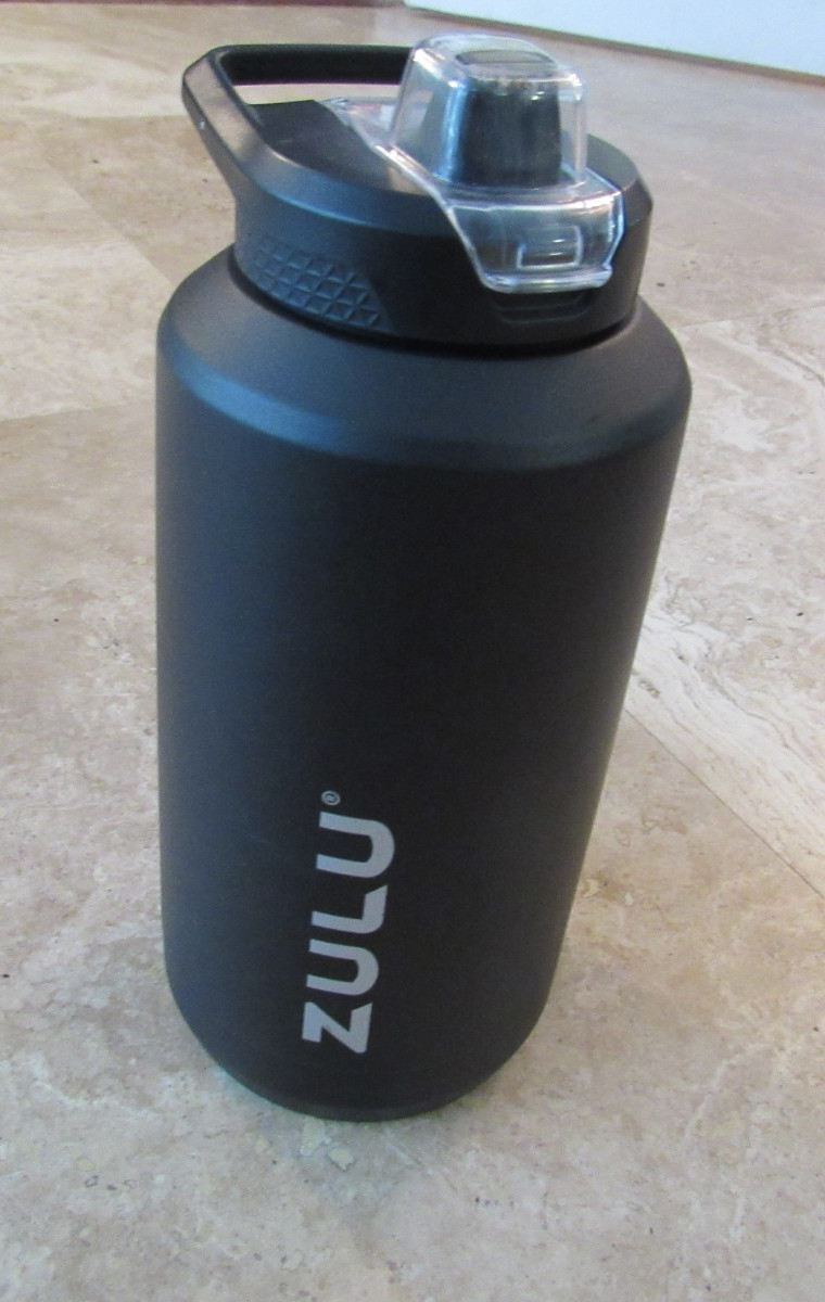 Zulu 64 oz. black stainless steel water bottle, half gallon