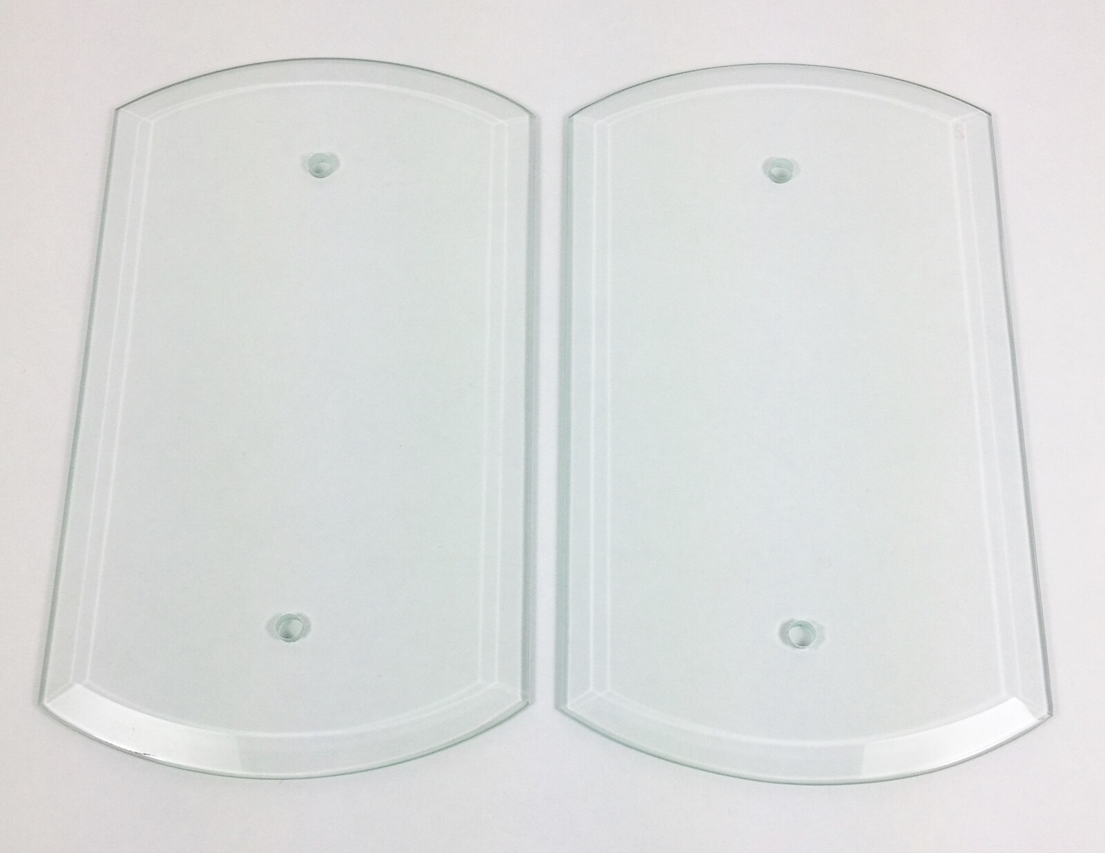 2 BEVELED Clear Glass Rectangular Repair Panel Chandelier Lamp Curved Top Bottom