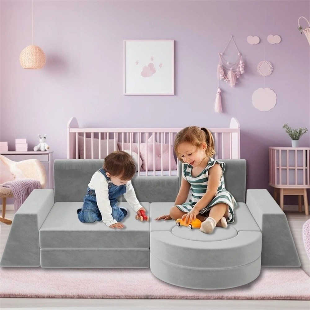 13PCS Modular Kids Play Couch, Foam Building Sofa Cushions & Fort for Boys Girls
