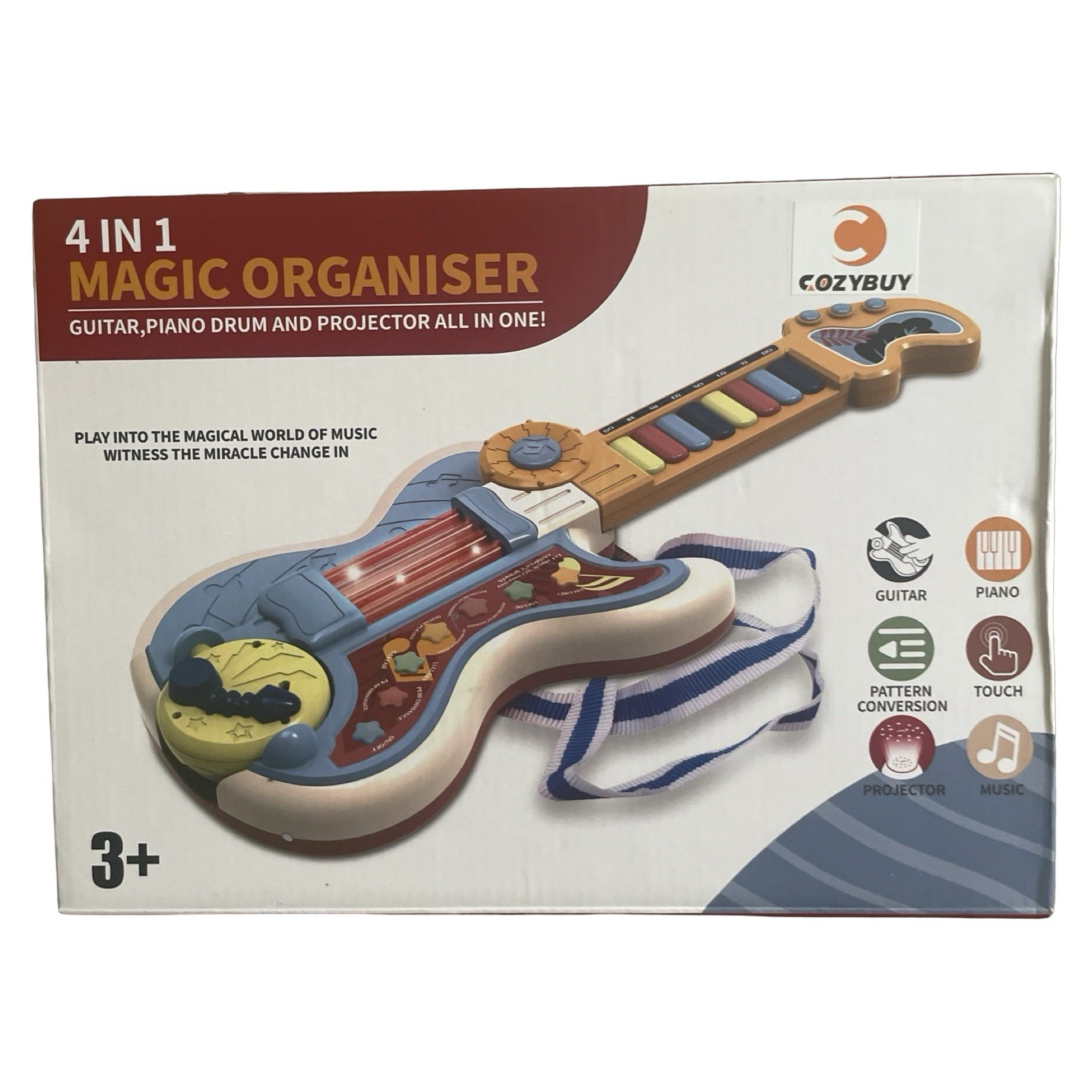 4-in-1 Kids Guitar & Piano with Lullaby Projector Musical Toys for Toddlers New!