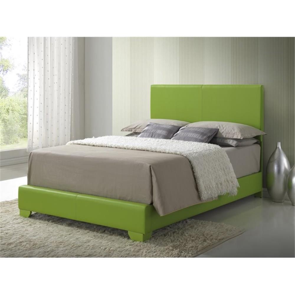Maklaine Modern Faux Leather Upholstered Full Bed in Apple Green