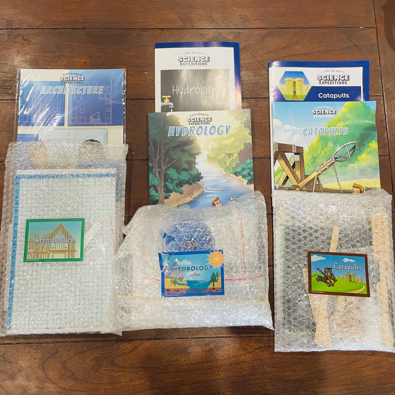 Lot of 3 Little Passports Science Expeditions Kits Hydrology Catapults Architect