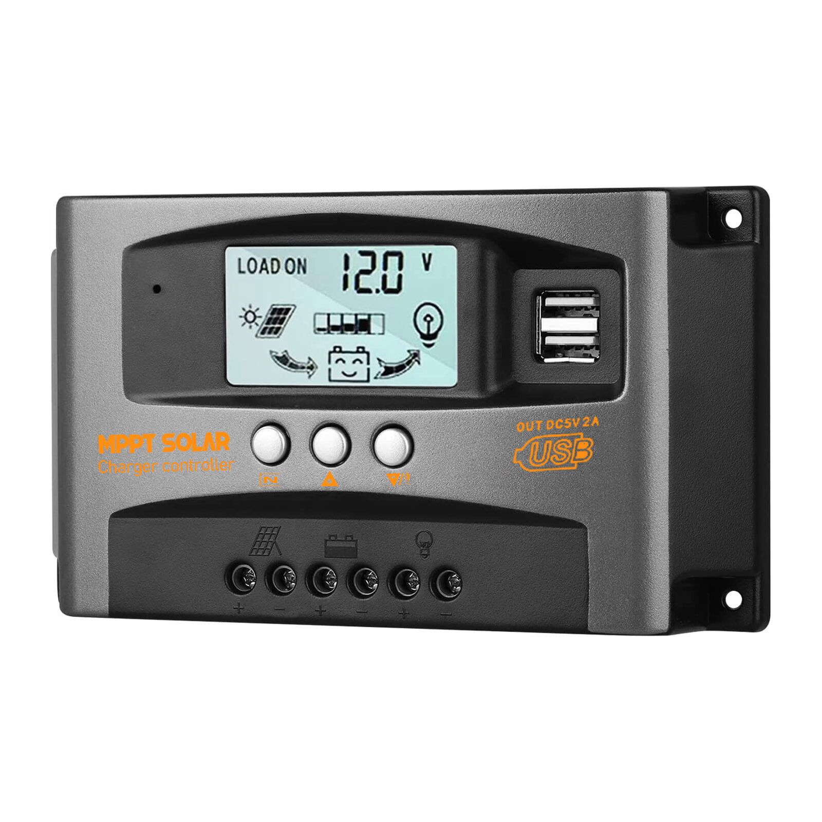 30A/60A MPPT Solar Panel Battery Charge Controller 12V/24V Regulator Dual USB DC