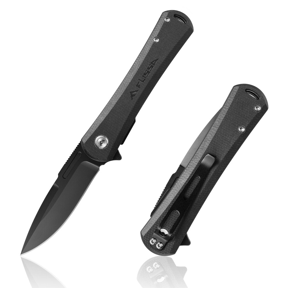 FLISSA Folding Pocket Knife 4.5" D2 Steel Blades Liner lock Pocket Clip Tactical