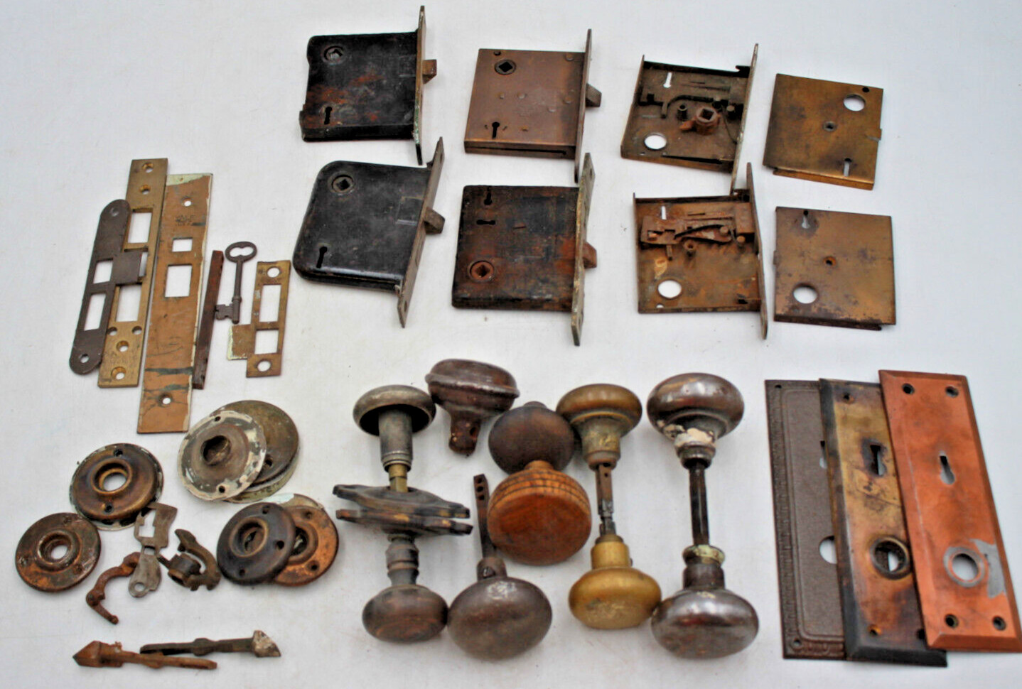 9 Pounds Victorian Antique Home Door Knob lock Parts Mortised Fit + Key Service