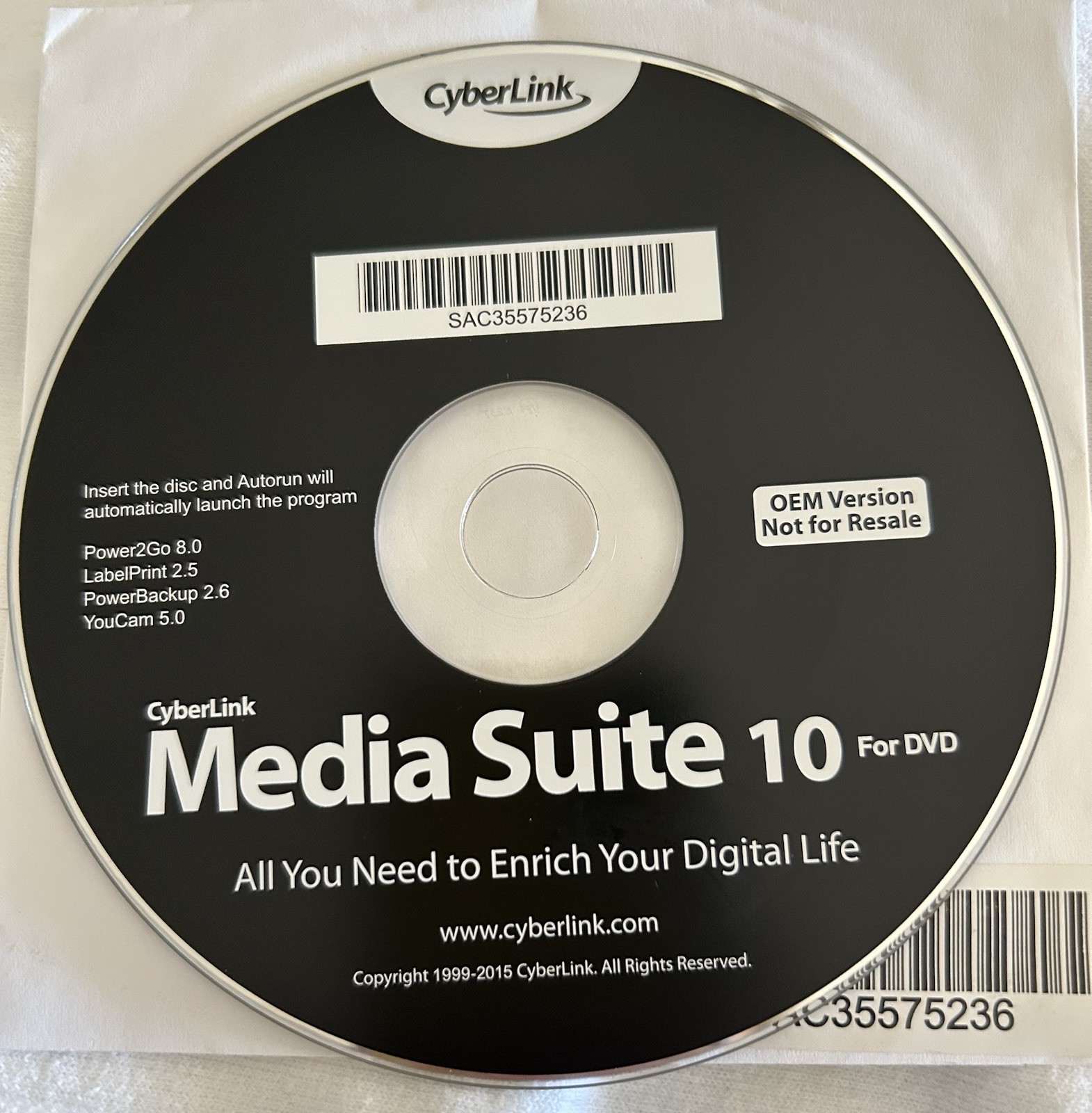 CyberLink PC DVD Media Suite 10 OEM Multimedia Software Disc