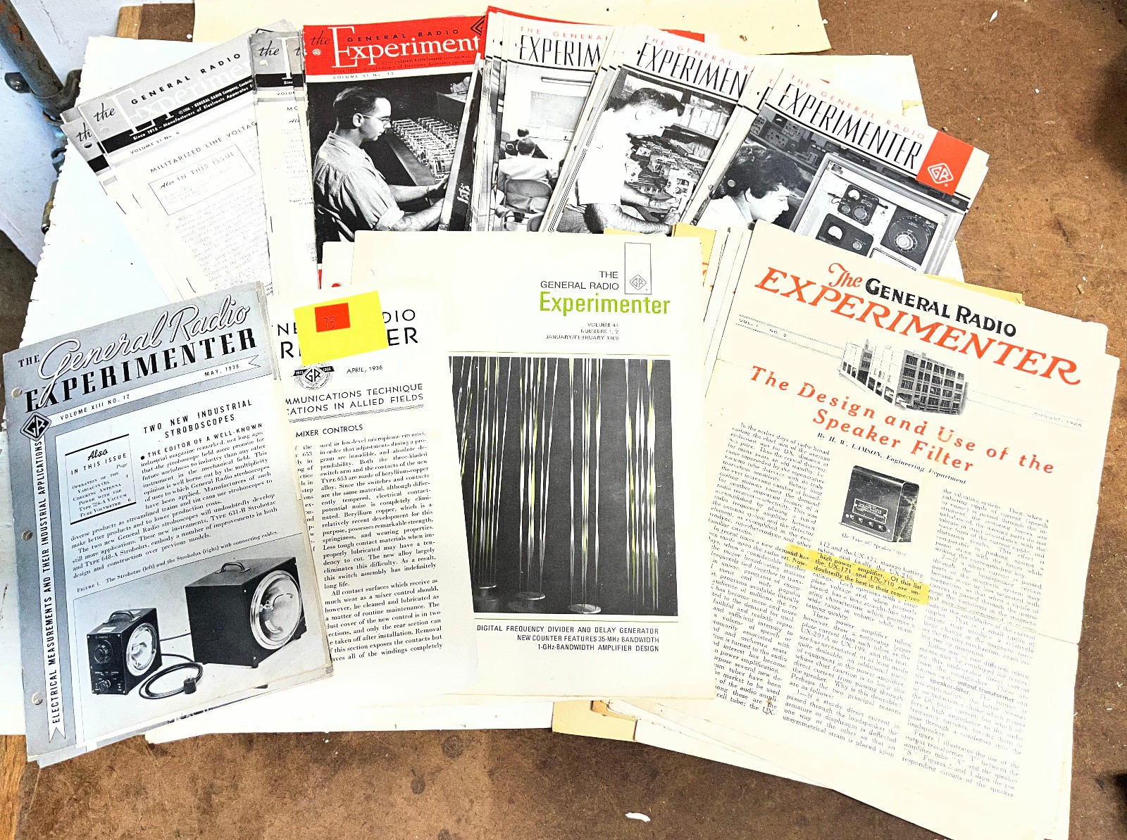 Sampling of General Radio Experimenter Magazines, issues from Vol  1 to Vol  43