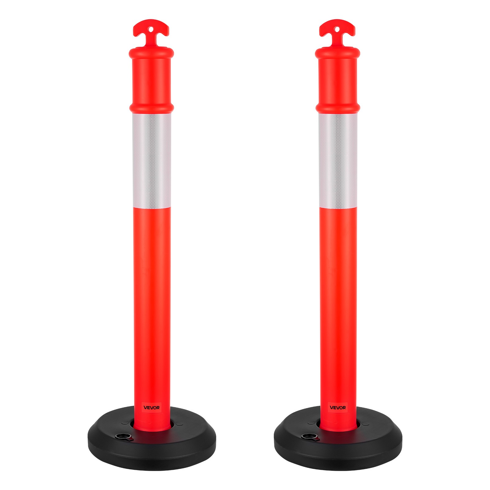 VEVOR 2 Packs Traffic Delineator Posts 45 in Traffic Safety Cones Fillable Base