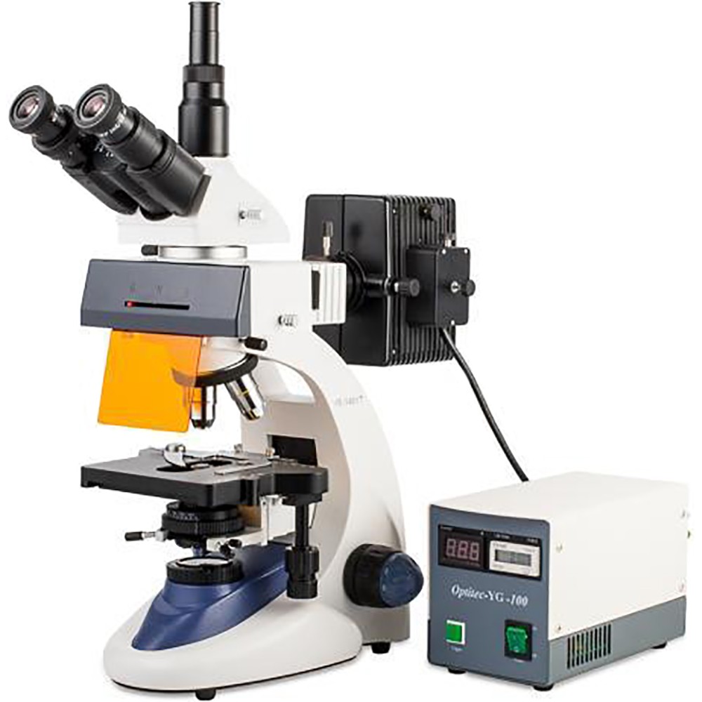 Velab VE-146YT Trinocular Epifluorescence Microscope 4 Lenses 5.9” x 5.19” Stage