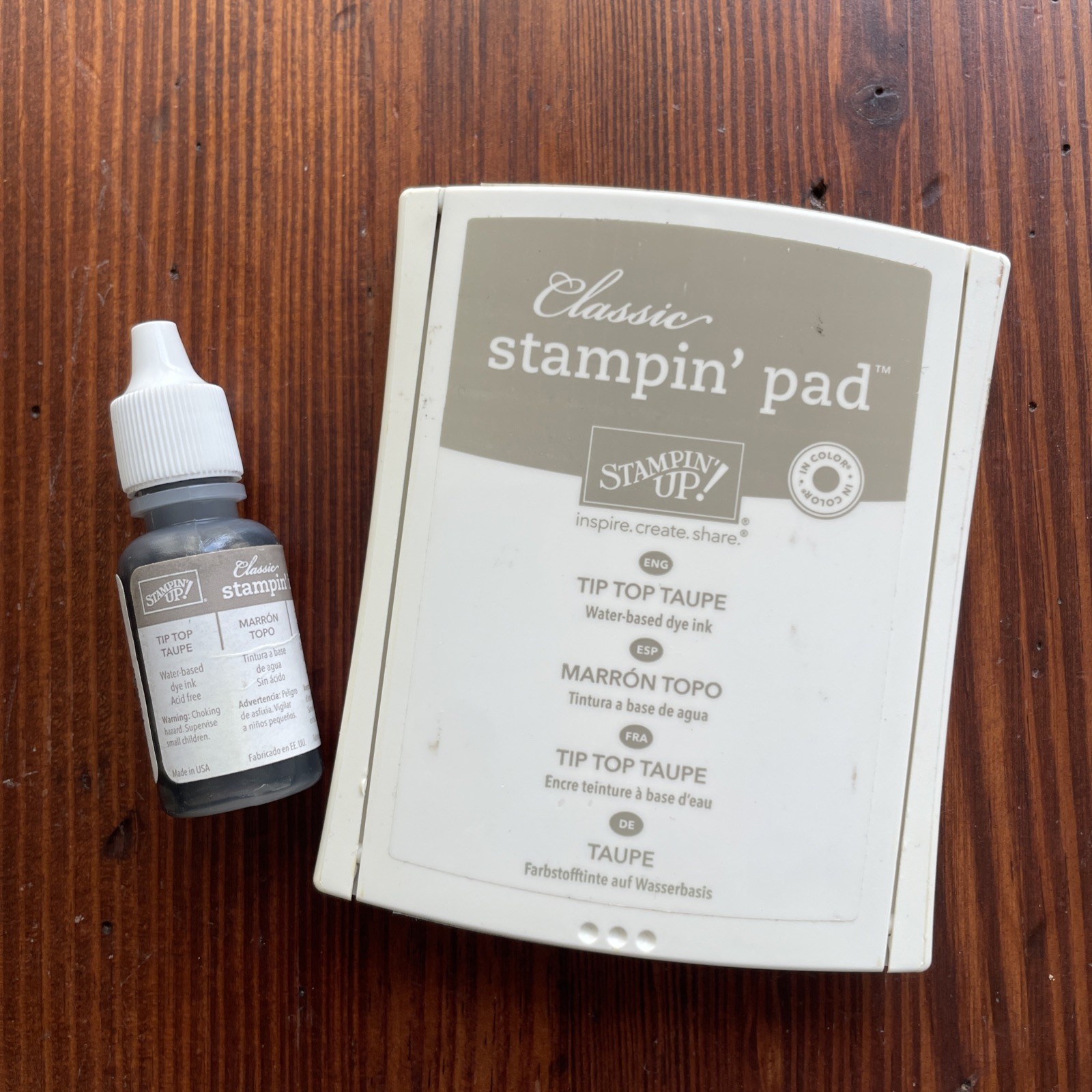 Stampin’ Up! TIP TOP TAUPE Foam Ink Pad with an almost Ink Refill