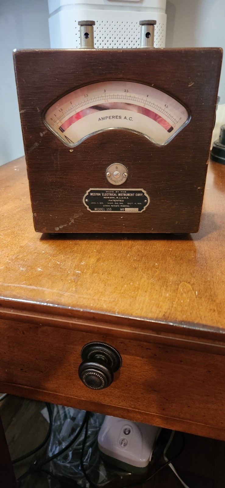 Vintage Weston Electrical 120V A.C. Voltmeter Wood Box Instrument Model 155