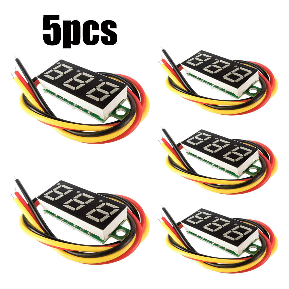 5pcs 3-Wires Mini DC 0-100V 0.28" 3-Digital Voltmeter LED Voltage Panel Meter US