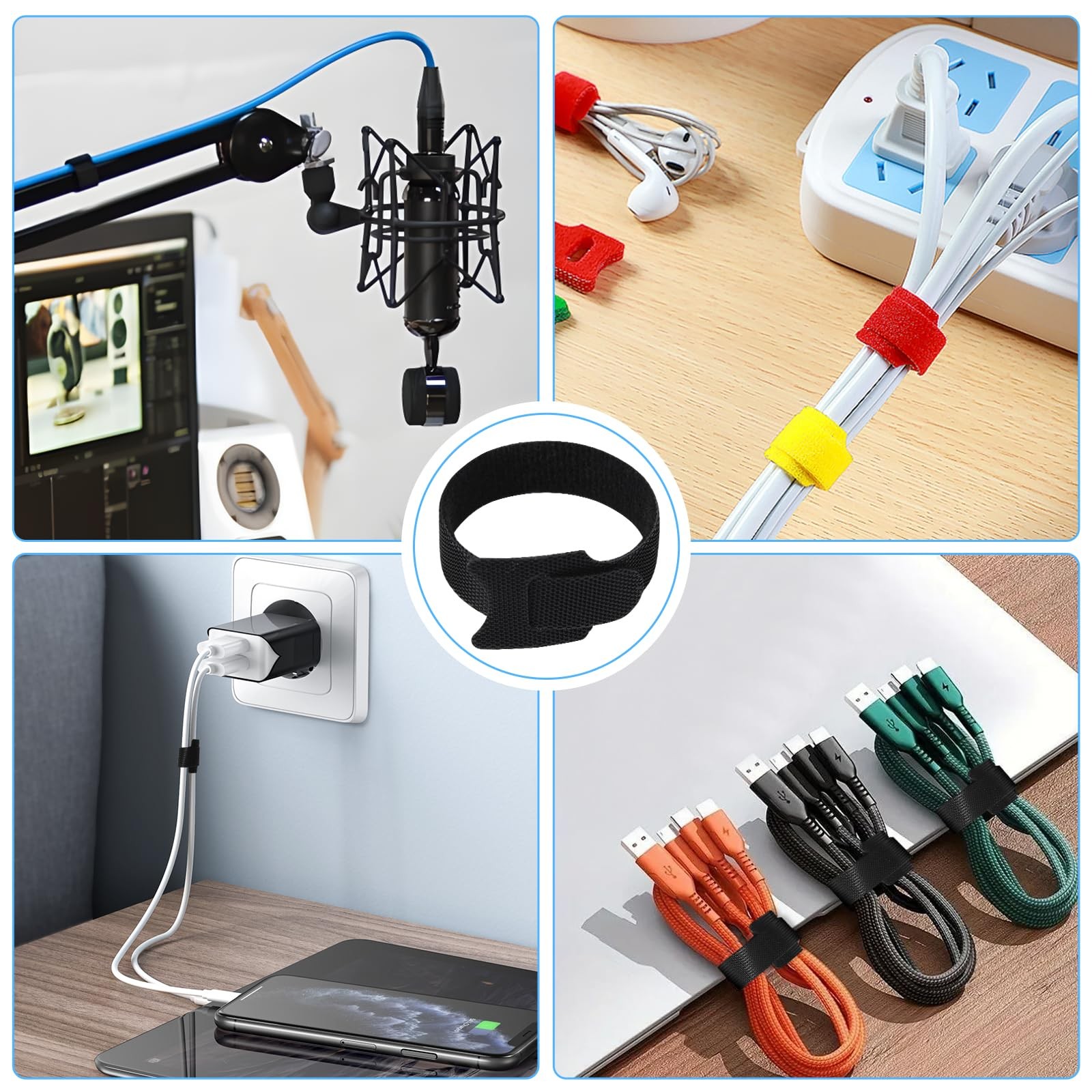 70 PCS 6 inch Cable Ties Reusable Cable Management Adjustable Cable Organizer...