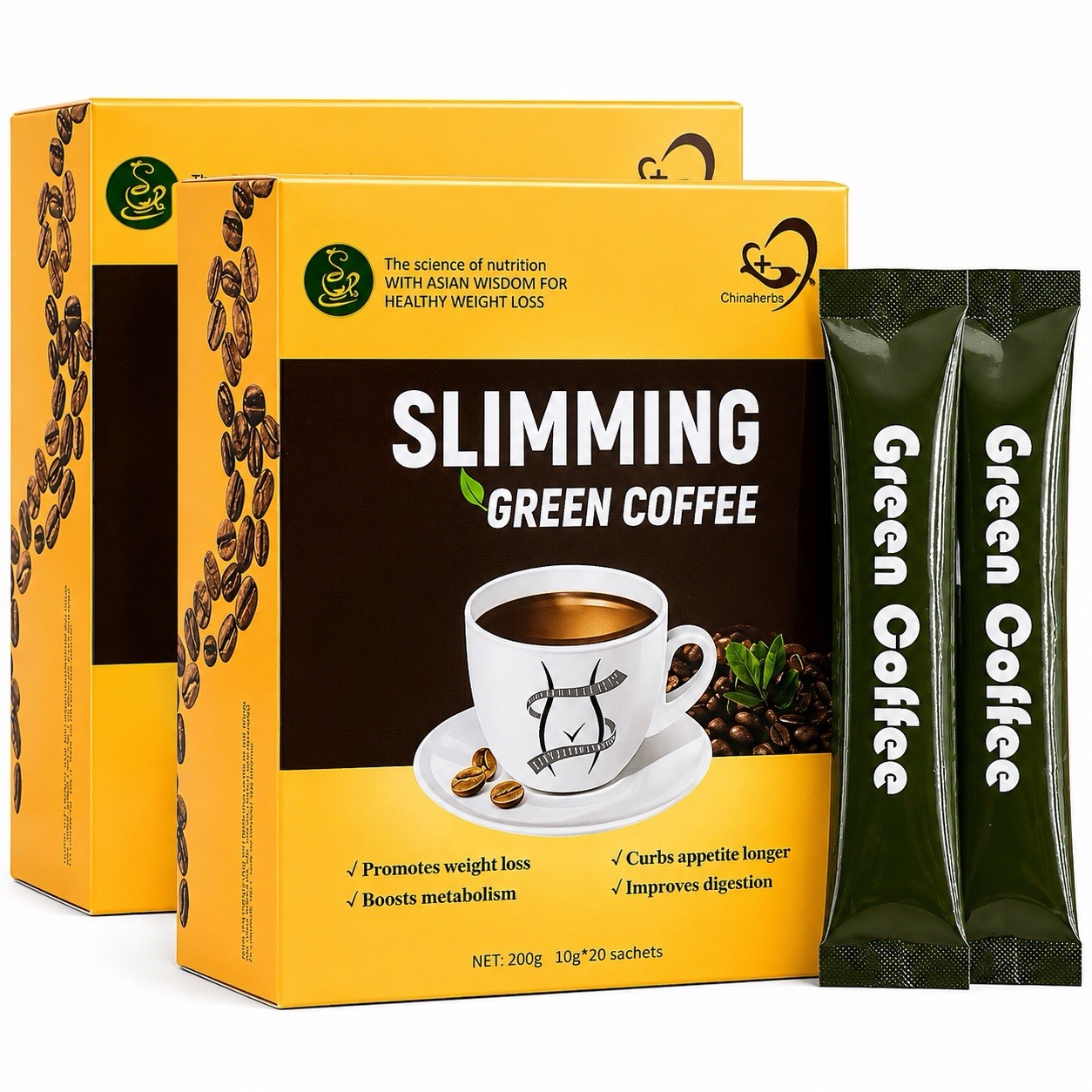 Slim Green Coffee Instant Mix Weight Loss Energy Boost 20 Sachets