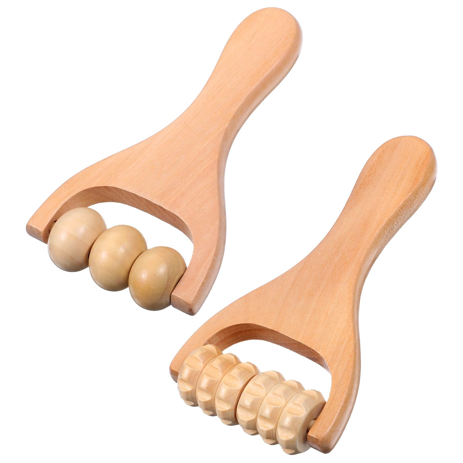 HekouJiub 2Pcs Wooden Massage Roller Handheld Bead Tool for Legs Wood