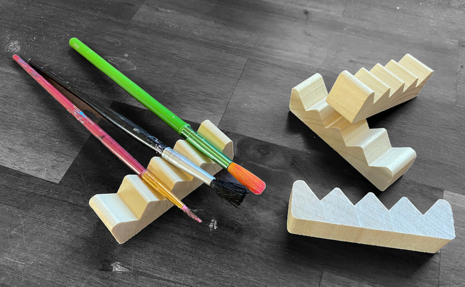 4 paint brush rests - made of solid beech wood - proudnly made in the USA