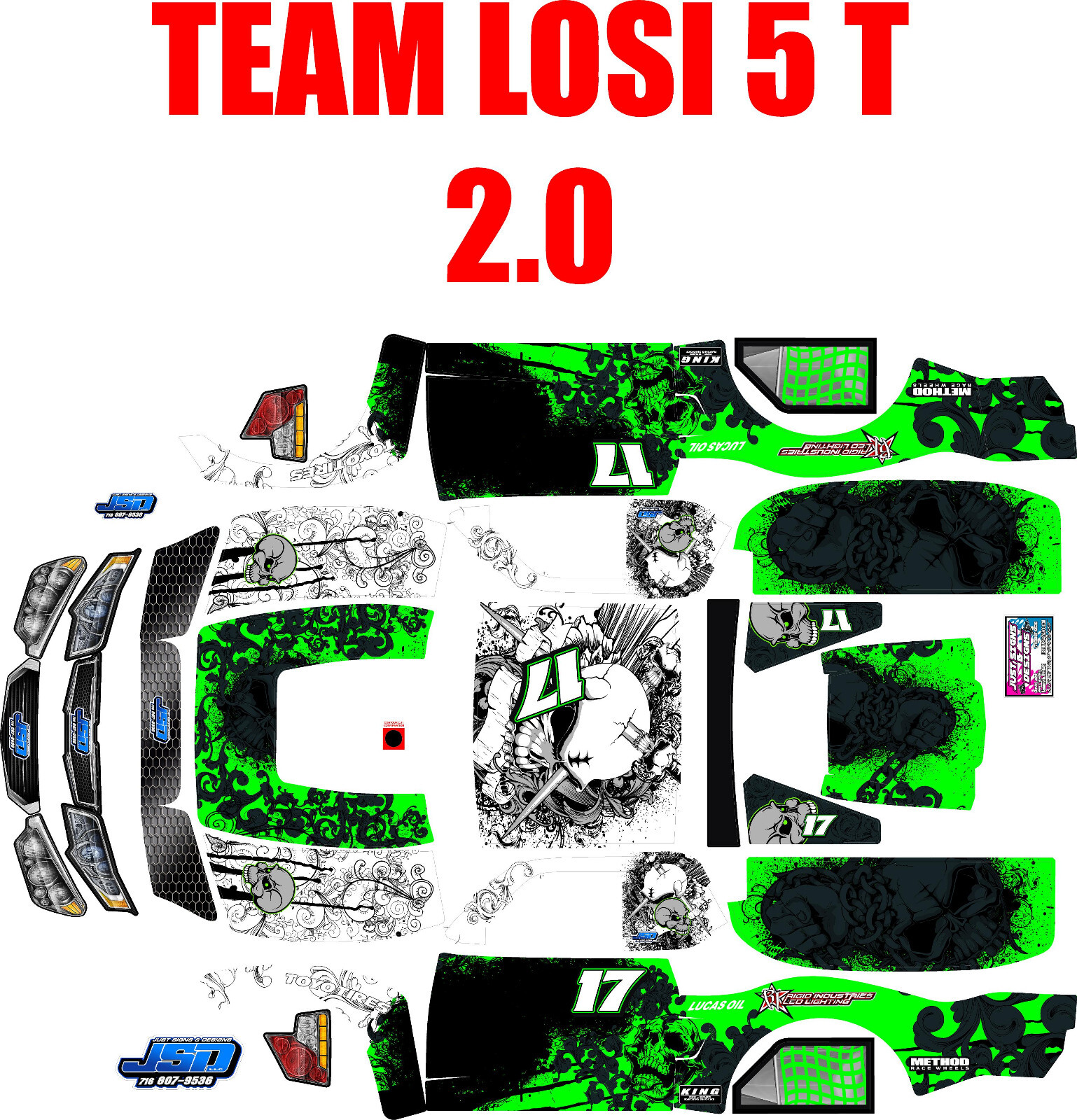 Losi 5ive T wrap decals stickers trophy truck TTBJMEV  hpi baja 5t  5sc woodster