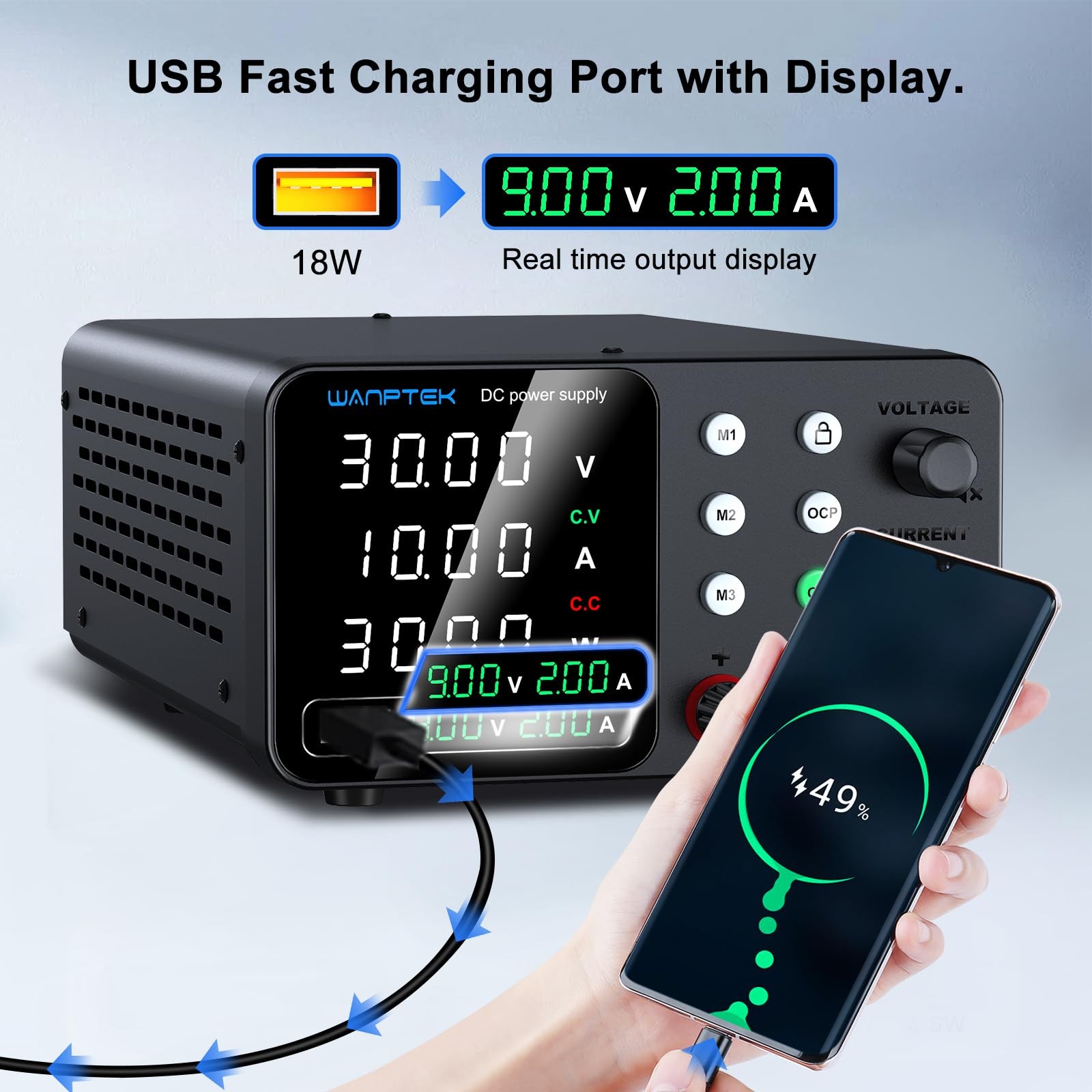 WANPTEK 30V 10A Black Power Supply