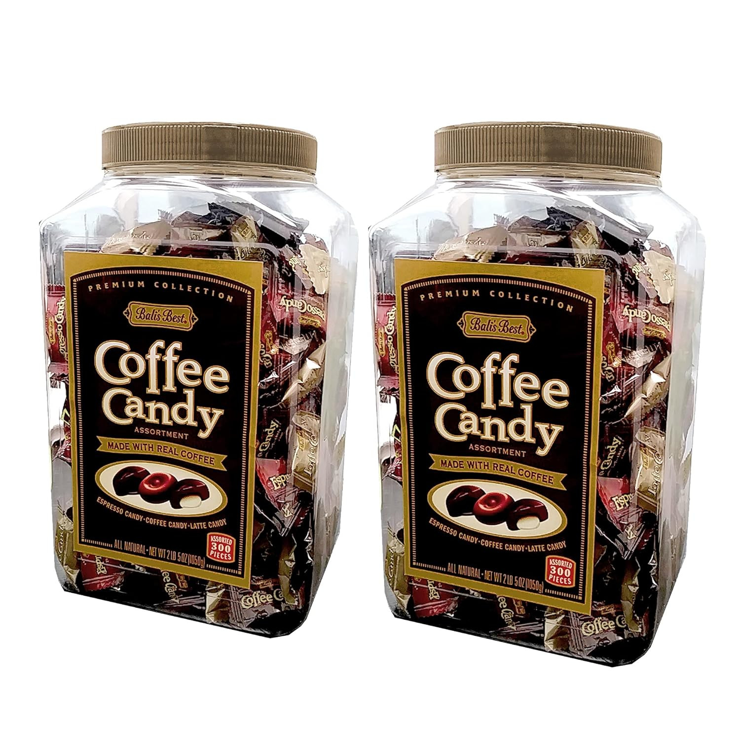 Coffee Candy Assortment, 285 Pieces, 2.2 Lb Jar (Pack of 2), Original, Espresso