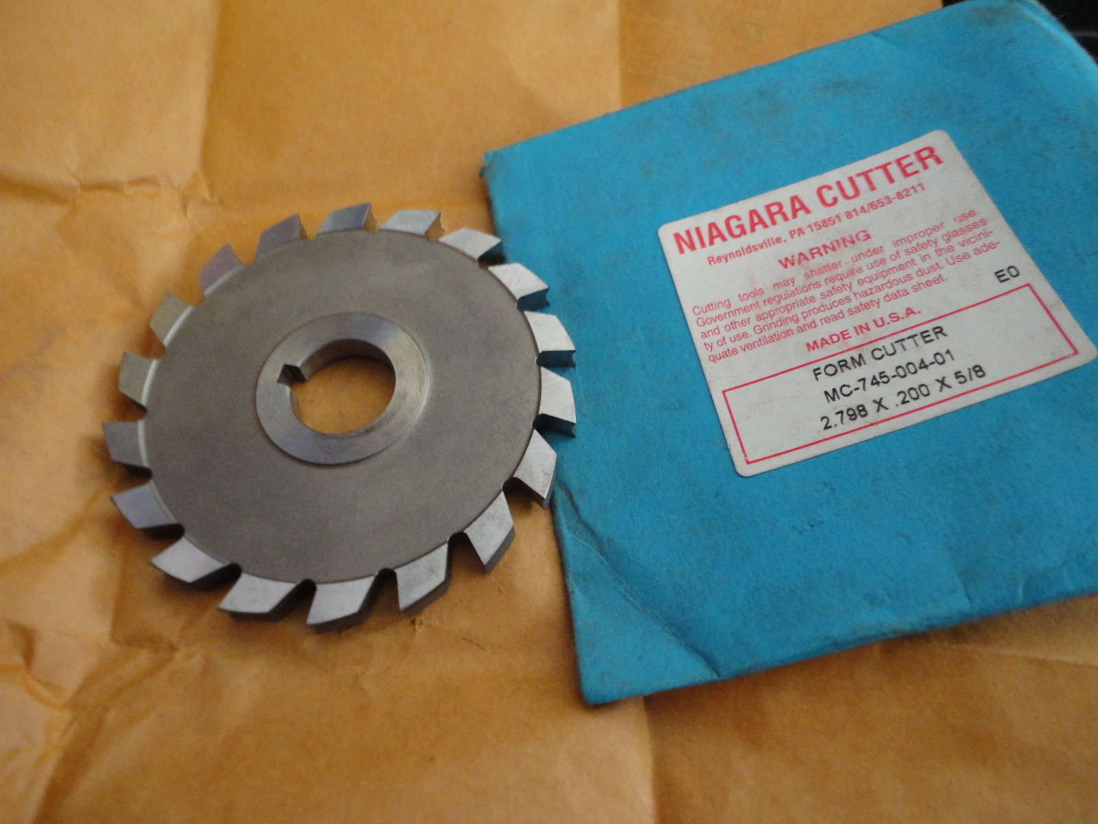 Niagara Cutter, MC-745-004-01 Form Cutter, 2.798 x .200 x 5/8, New, Free Ship