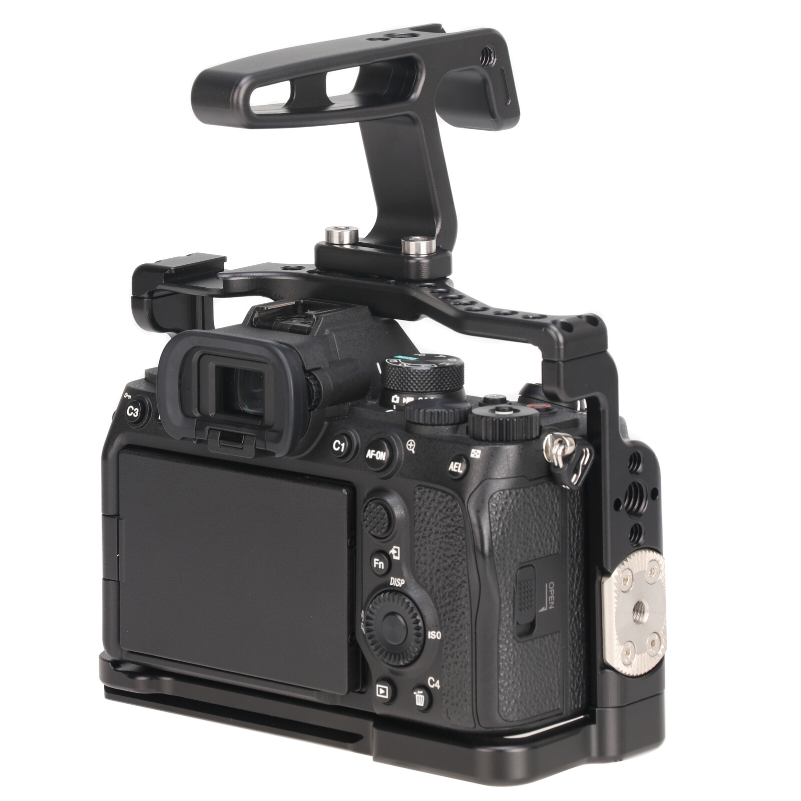 Camera Cage Rig with 1/4"-20 with Top Handle Grip for Canon EOS 80D 90D Camera