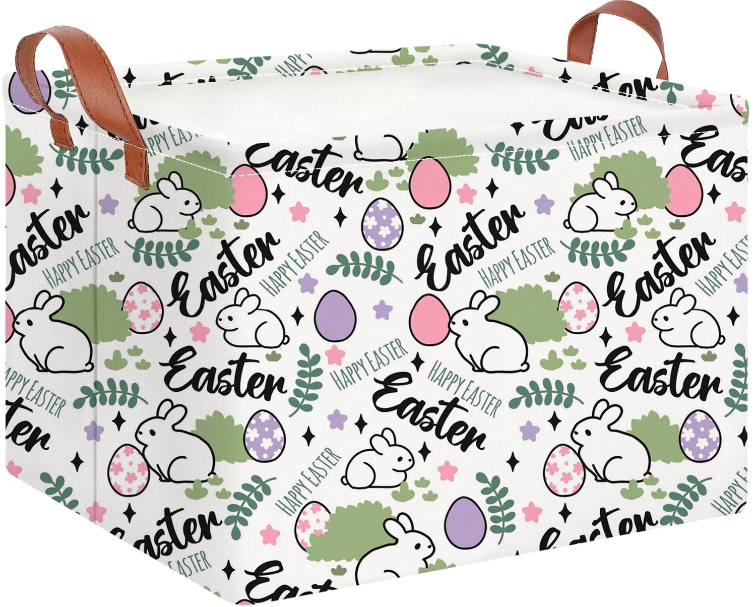 CLOCOR Rectangular Green Easter Gift Basket Empty,Waterproof Storage Basket w...