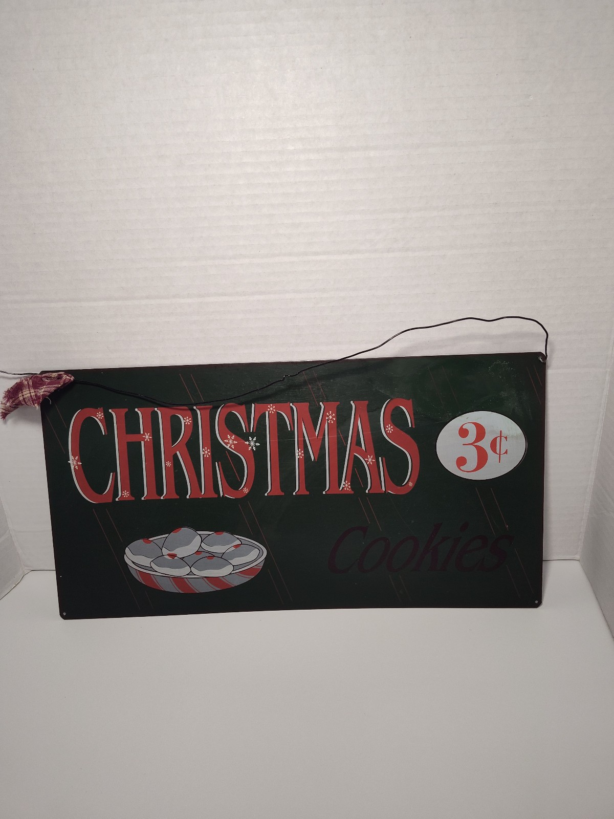 Vintage Style Christmas Cookies 3¢ Metal Tin Sign Holiday Wall Décor 15"x8"