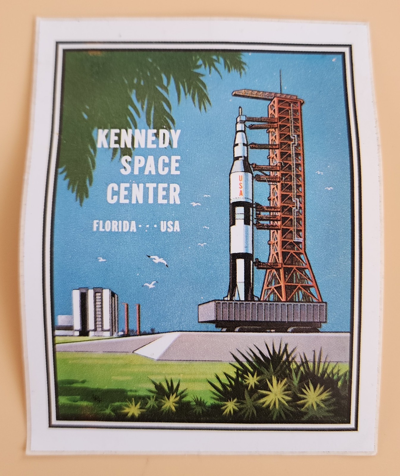 Vintage Unpeeled Kennedy Space Center Florida Sticker Decal Travel Souvenir