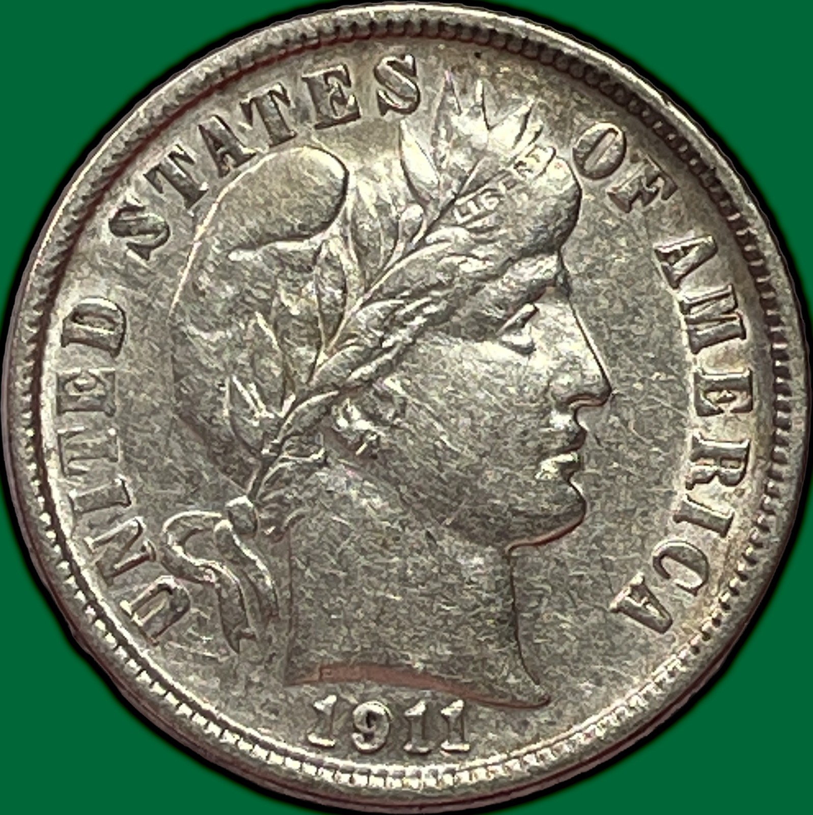 1911-D Barber Dime Almost Uncirculated AU Coin #44903