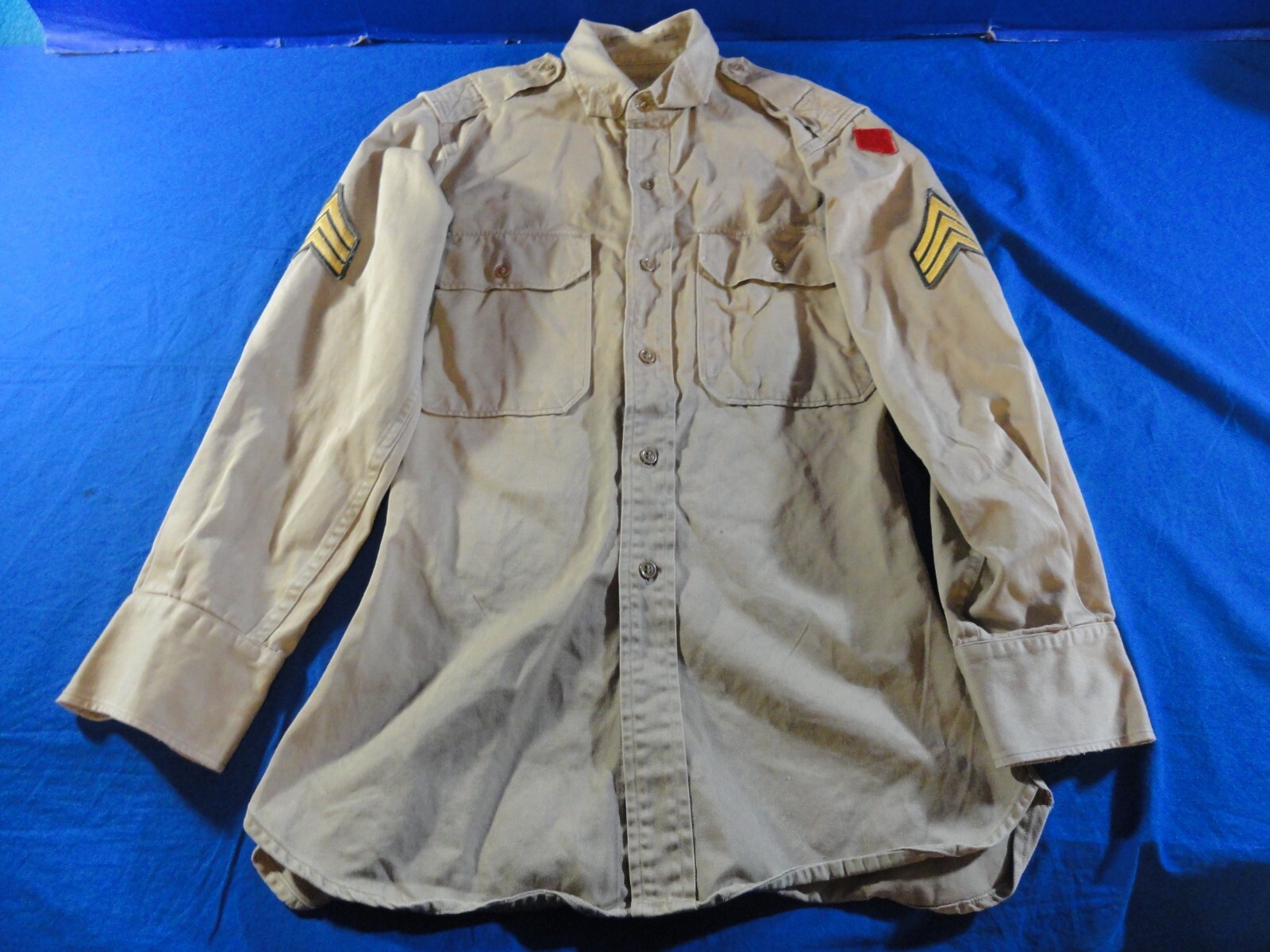USGI USMC MARINE CORPS TAN KHAKI LONG SLEEVE UNIFORM DRESS SHIRT 36X29