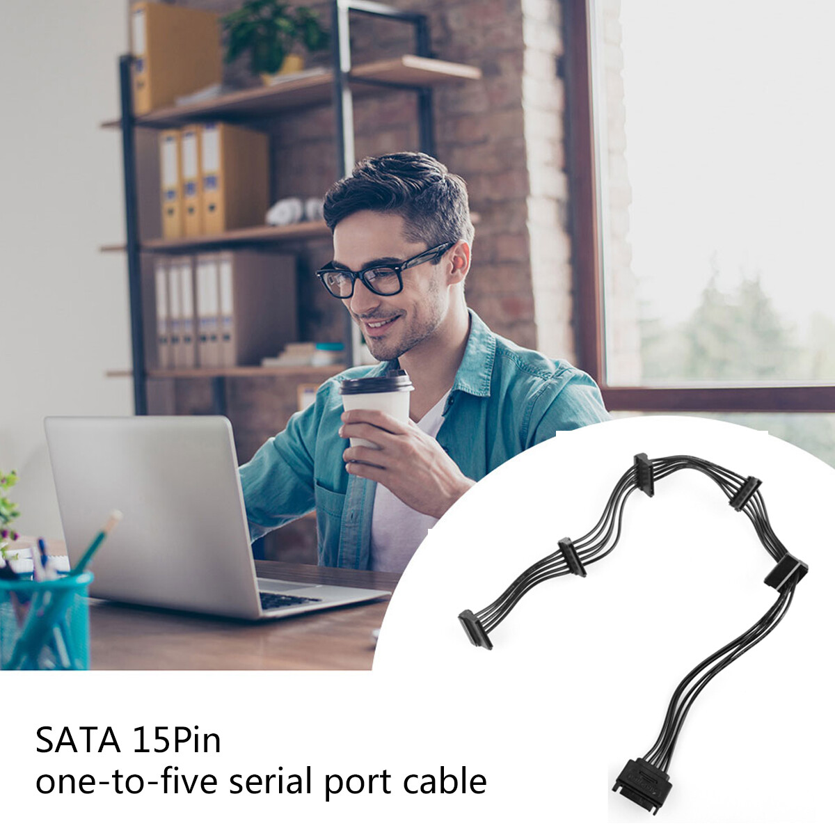 15 Pin SATA Power 1 Male To 5 Female Splitter Hard Drive Cable for HDD SSD