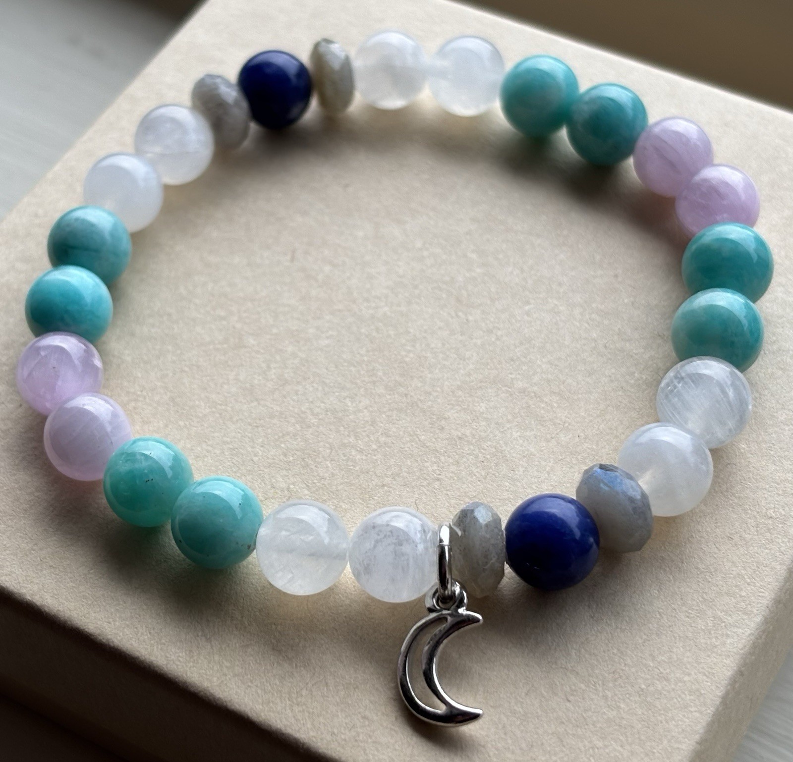 Gemstone Bracelet – Moonstone, Amazonite, Kunzite, Sodalite, & Labradorite