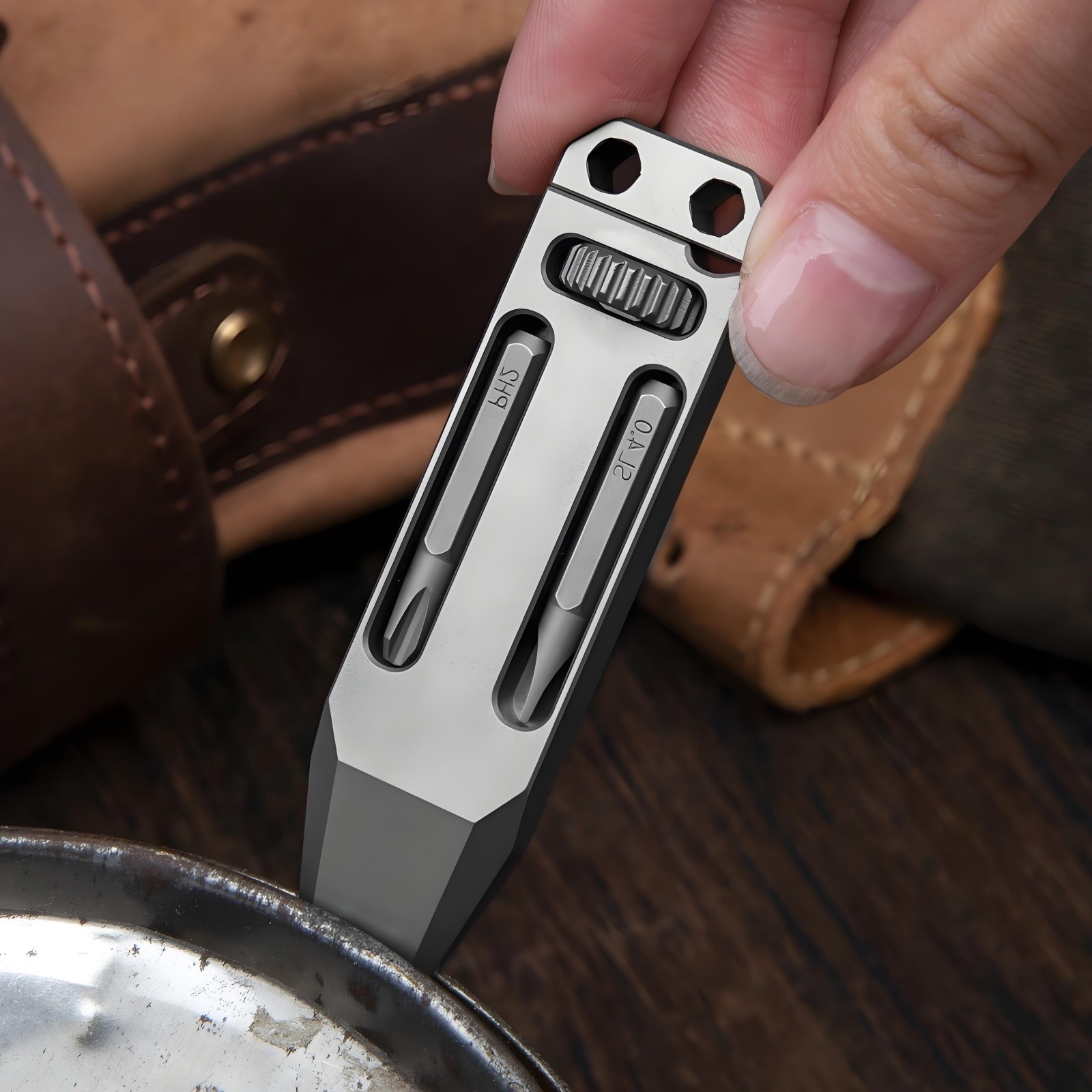 Titanium Alloy Mini Multi Tool Screwdriver Adjustable Wrench Keychain EDC