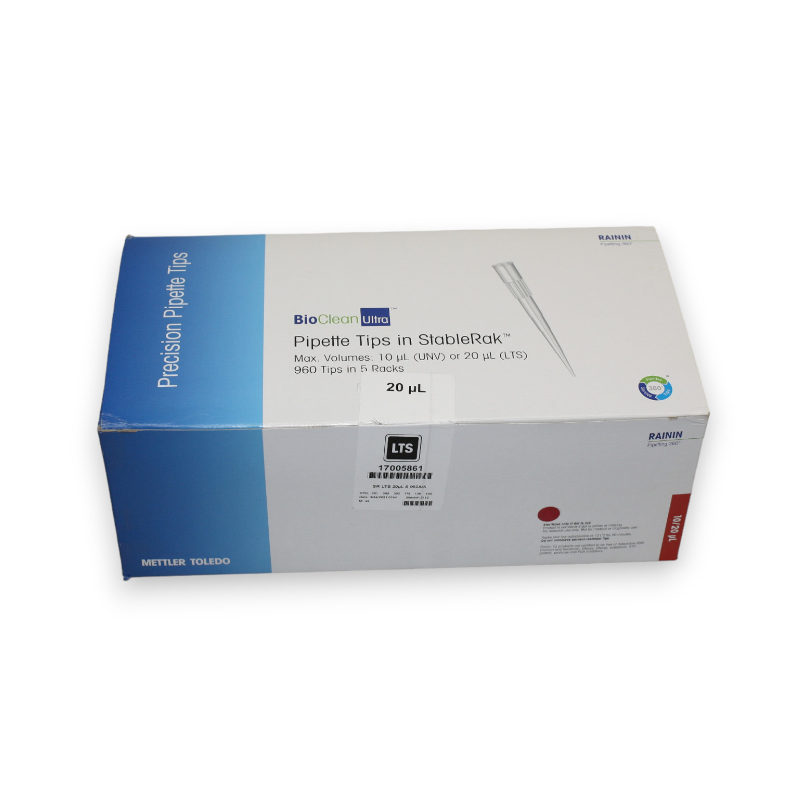 20µL LTS Pipette Tips in 5 Racks 960 Sterilized Pipettes RAININ BioClean EXPIRED