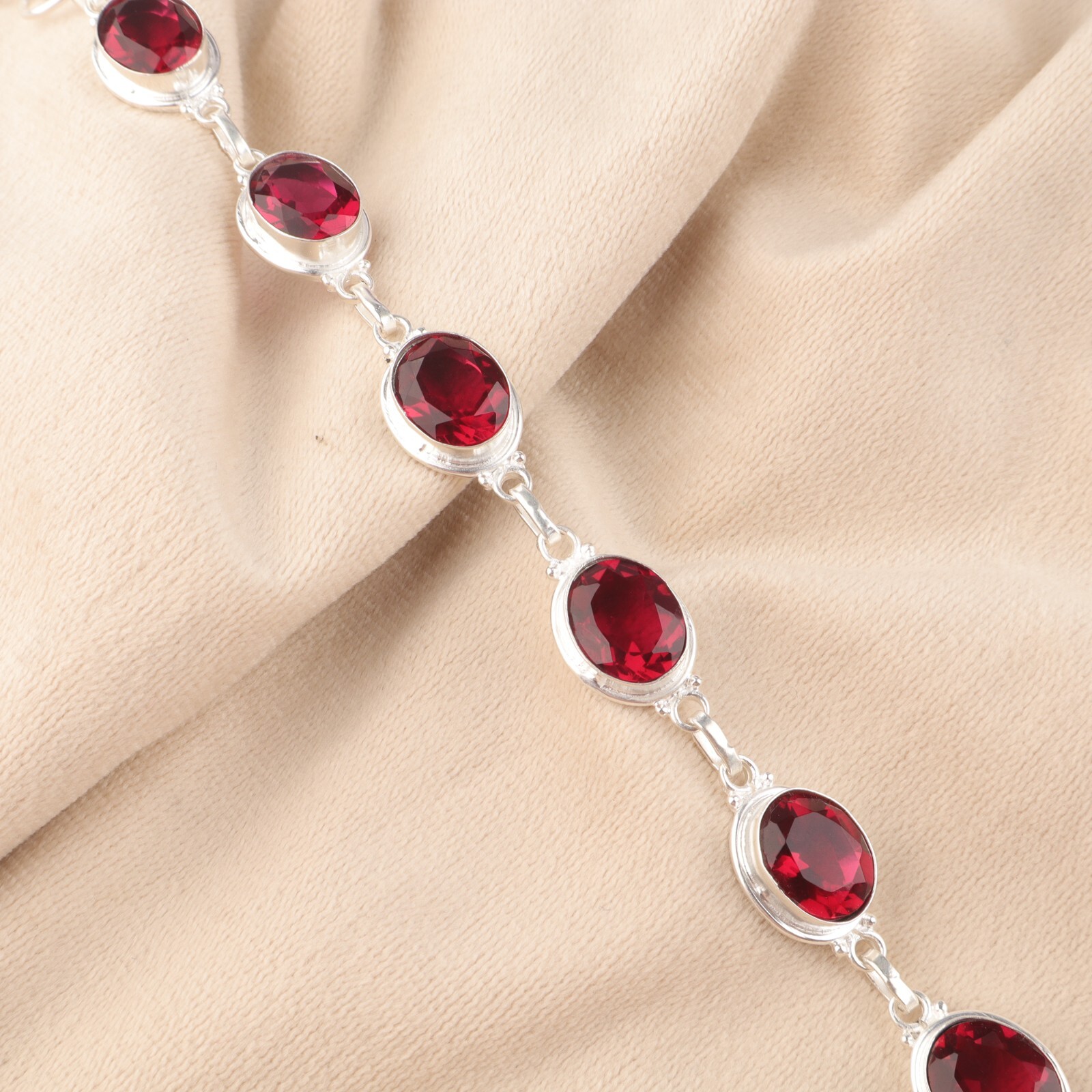 Wadding Pink bracelet Natural Rubellite Gemstone 925 Sterling Silver bracelet