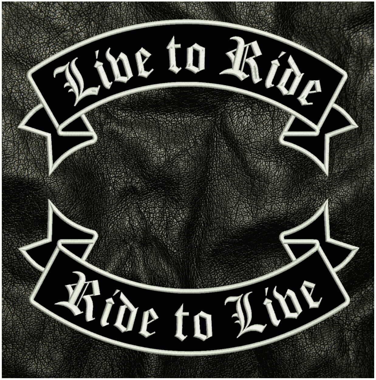SET of 12" Rockers banner  LIVE TO RIDE, RIDE TO LIVE, best Sew-On biker patch