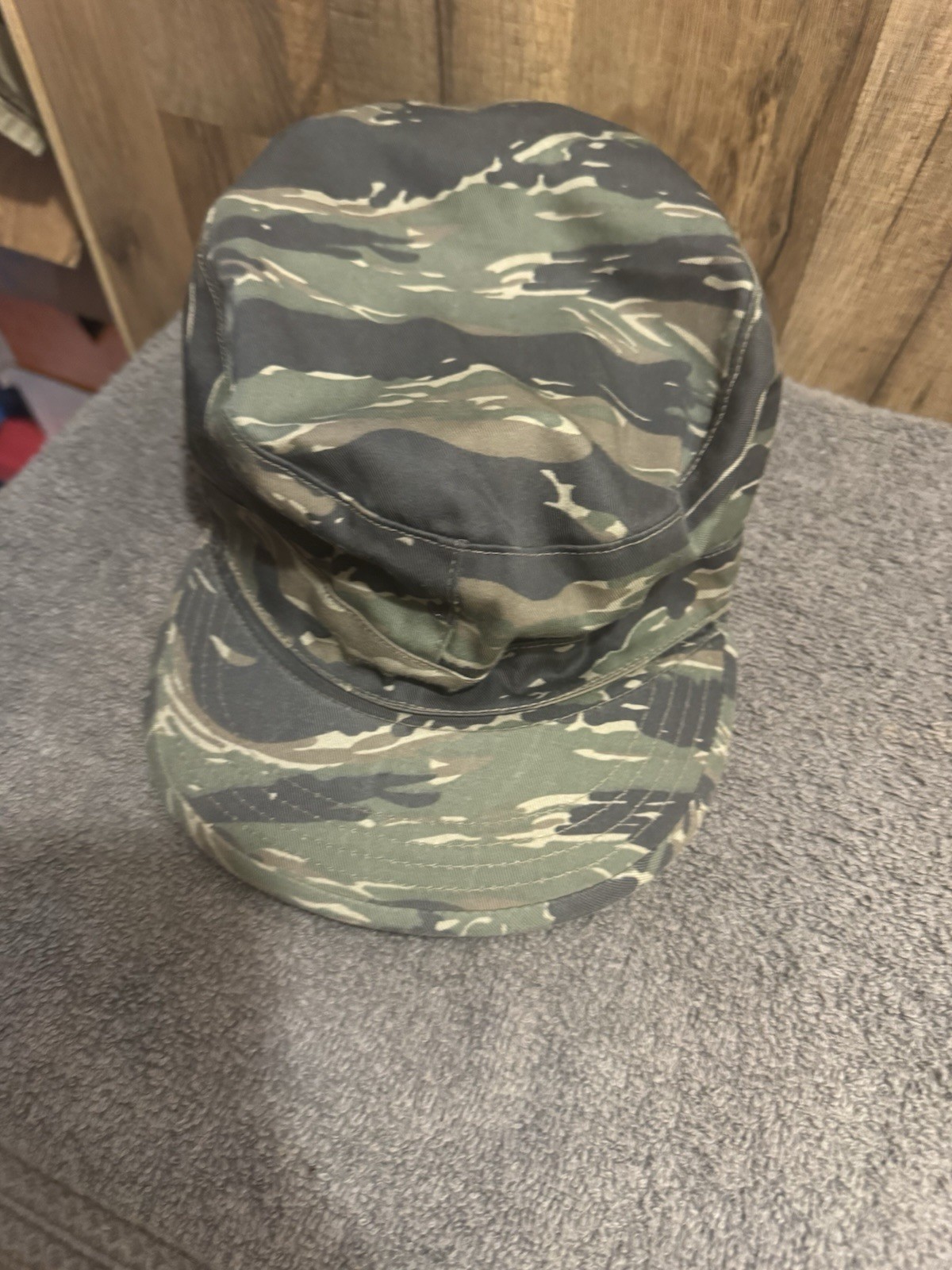 Vintage Tiger Stripe Camo Hat Cap Military US Patrol Combat Cap Size 7 1/2 Large
