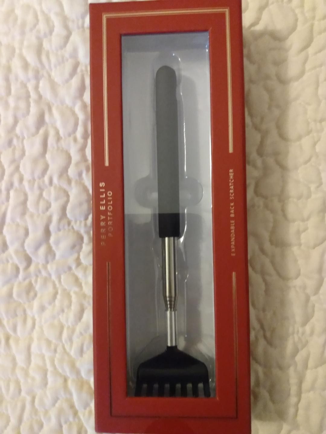 Perry Ellis Portfolio Men's Black Silver Expandable/Retractable Back Scratcher !
