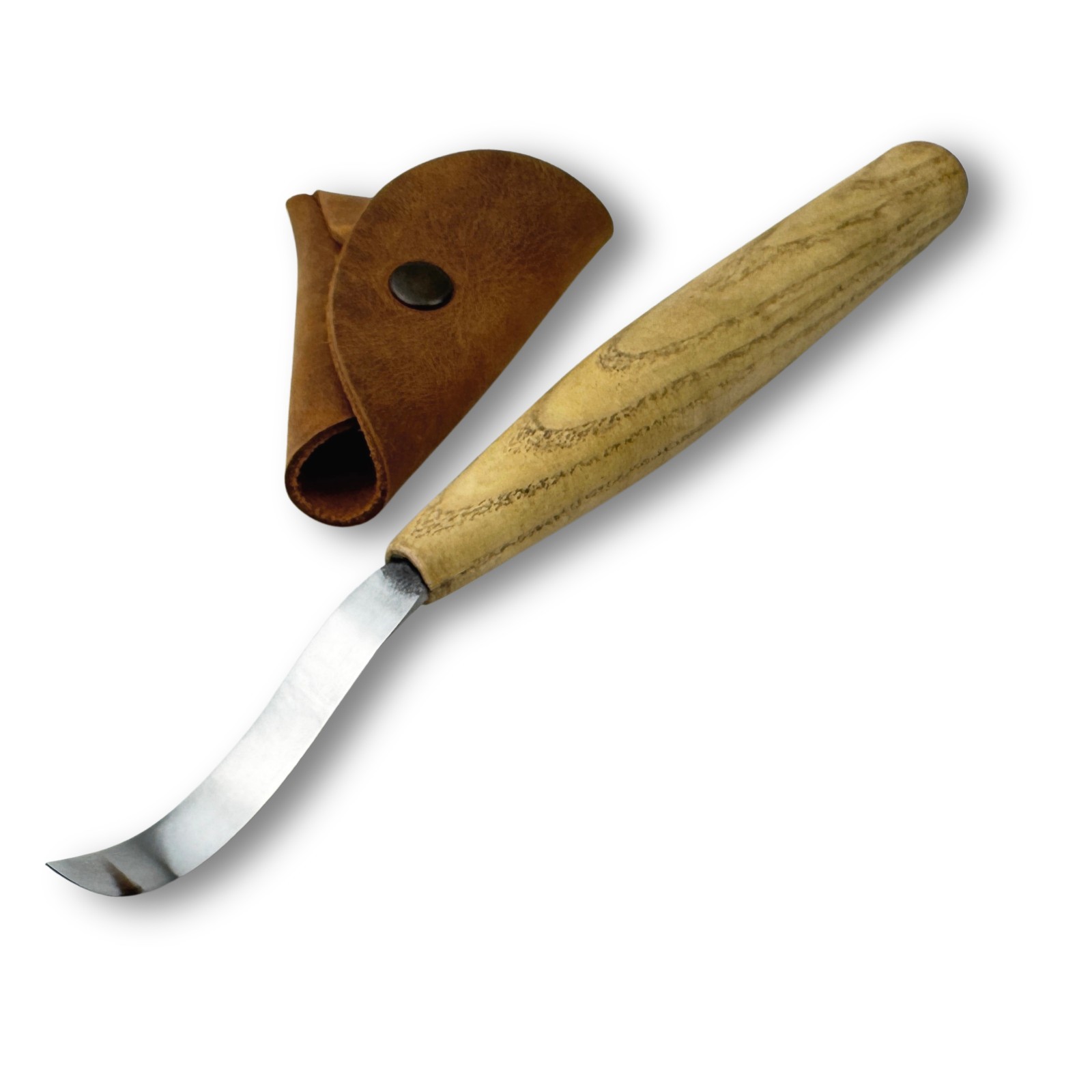Long Hook Knife Hand-Forged with Leather Sheath 52100 Carbon Steel Blade Carver.
