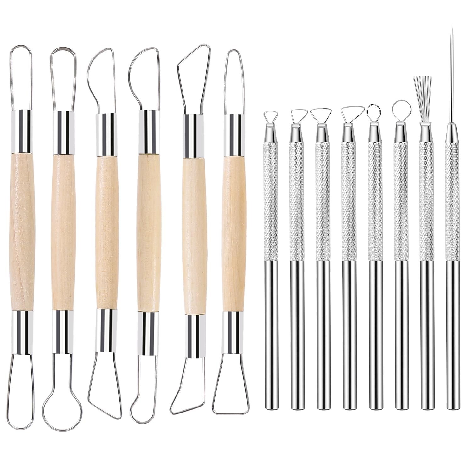 Tovotum 14PCS Ceramic Pottery Clay Sculpting Carving Modeling Tools Set