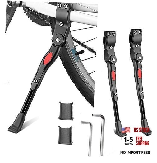 Adjustable Bicycle Kickstand, Bike Side Support Kick Stand for 22 Black-2 pack