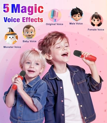 Mini Karaoke Machine, Portable Bluetooth Speaker with 2 Wireless Microphones for