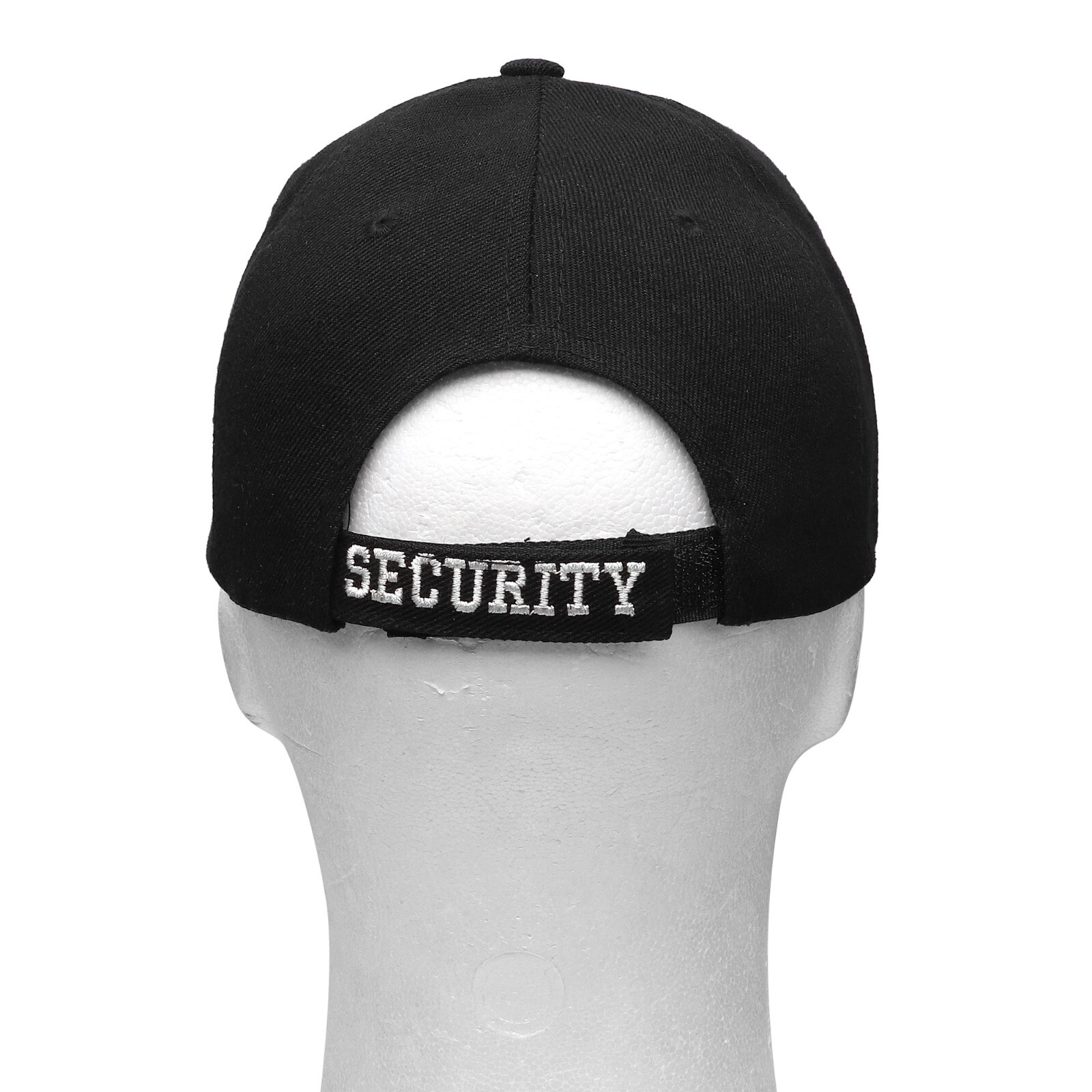 Security Hat Baseball Cap Gold White Embroidery Front Bill Back Adjustable Size